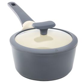 Oster Rooney 2 Quart Ceramic Nonstick Aluminum Saucepan in Gray with Lid