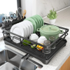Stainless Steel Dish Drying Rack, Rustproof Dish Drainer with Utensil Holder for Kitchen, Suitable for Undermount Sinks, Black
