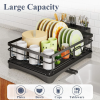 Stainless Steel Dish Drying Rack, Rustproof Dish Drainer with Utensil Holder for Kitchen, Suitable for Undermount Sinks, Black