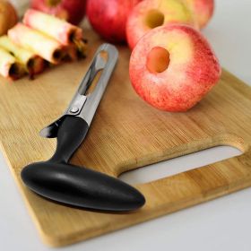 1pc Premium Apple Corer - Easy To Use Durable Apple Corer Remover For Pears; Bell Peppers; Apples - Stainless Steel; Kitchen Gadgets; Black; 7"