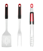 3-Piece Stainless Steel BBQ Grill Tool Set with Soft Grip Handles – Tongs, Fork, and Spatula