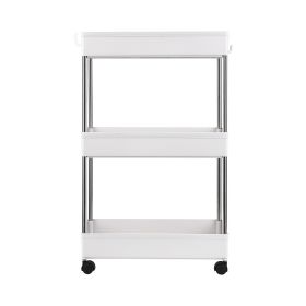 3-Tier Slide Out Storage Cart Rolling Utility Cart Storage Shelf Rack Mobile Storage Organizer Shelving for Kitchen