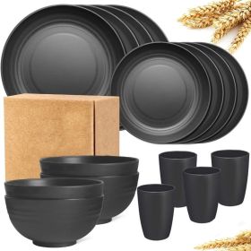 32 Pieces/set of Plastic Tableware, Including Plates, Squares, Bowls, and Cups, Suitable for Families, Camping, Picnics, School Dormitories, etc.