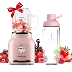 Portable smoothie mixer Vintage trendy juicer, milk shake and smoothie mixing mini crusher with 20.3 oz travel mug and lid 6 sharp blades