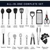 25 Pcs Silicone Spatula Kitchen Utensils Set - Stainless Steel and Nylon, Black