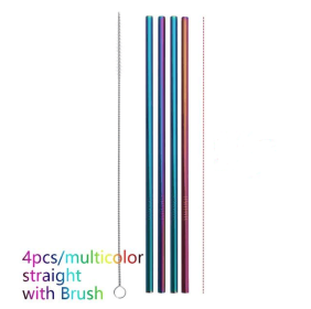 Colourful Reusable Stainless Steel Straws (Color: Multicolor, Style: STRAIGHT)